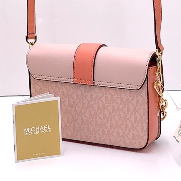Michael Kors Carmen Small Monogram Flap Crossbody - Sherbert color - Picture 4 of 16